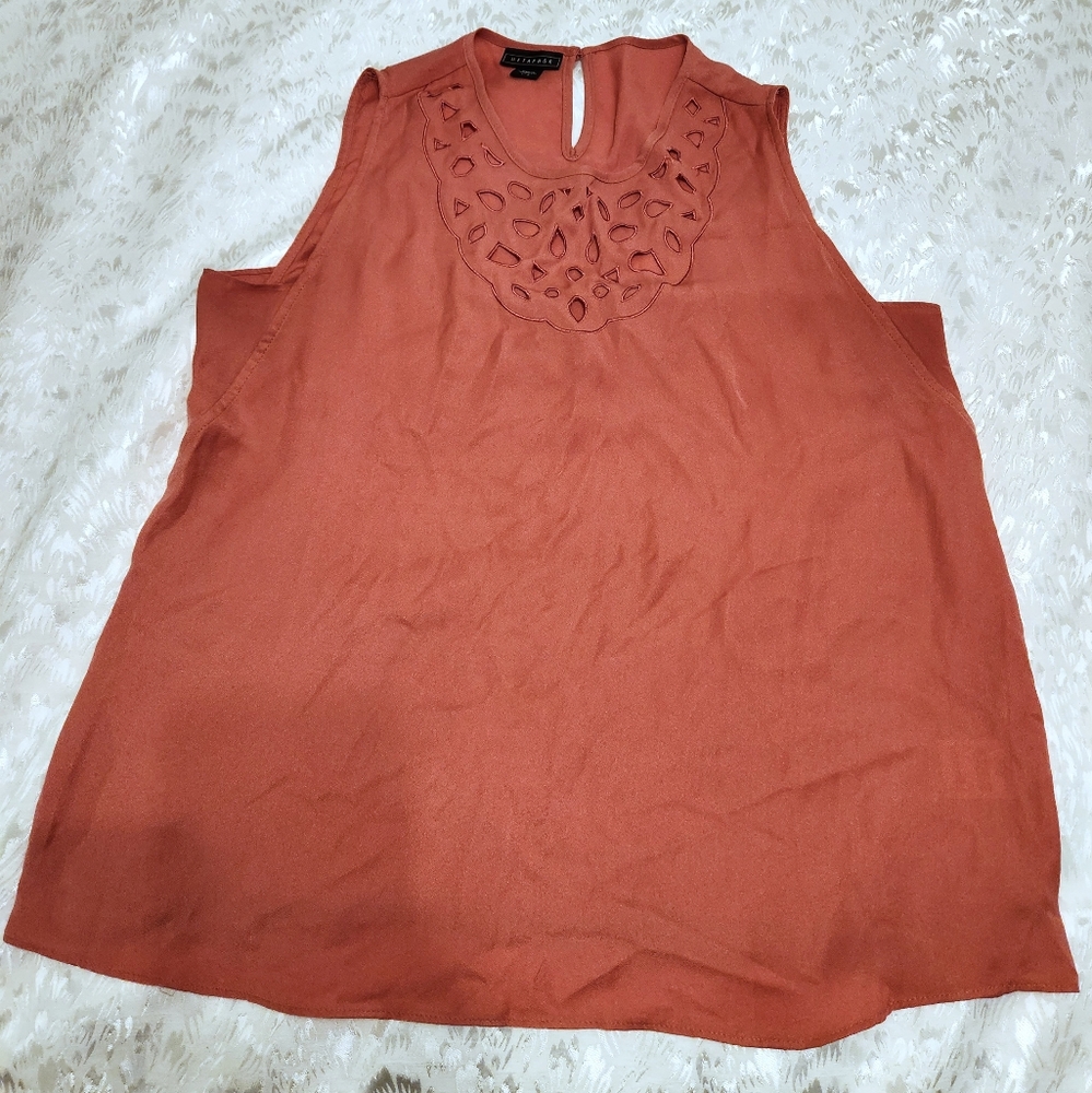 Coral cutout tank blouse